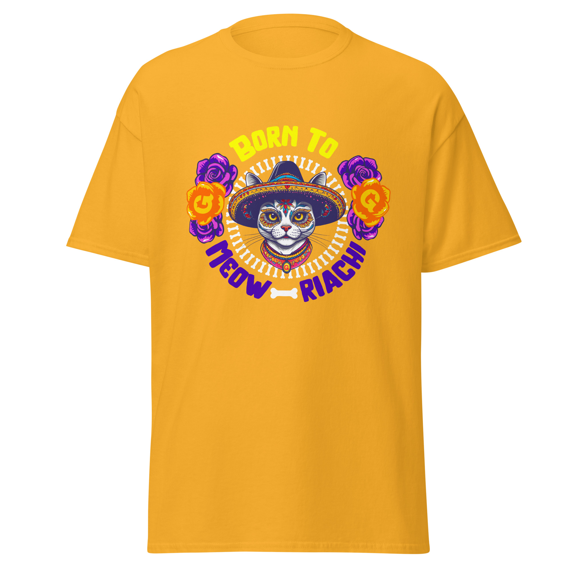 Born to Meow-riachi Cat T-Shirt – Funny Día de los Muertos Tee - Image 3