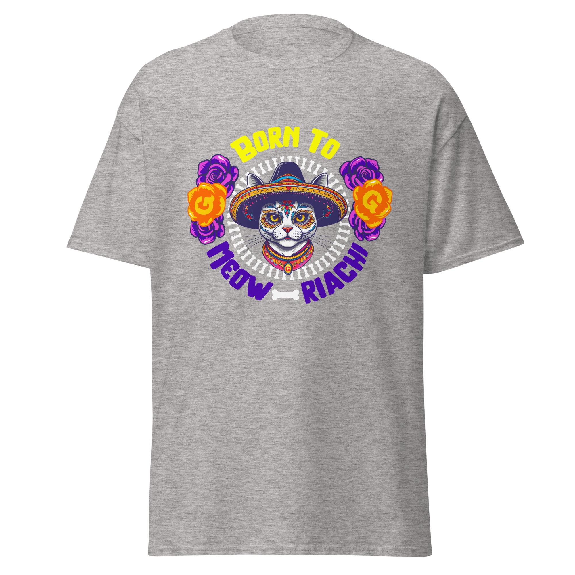 Born to Meow-riachi Cat T-Shirt – Funny Día de los Muertos Tee - Image 4