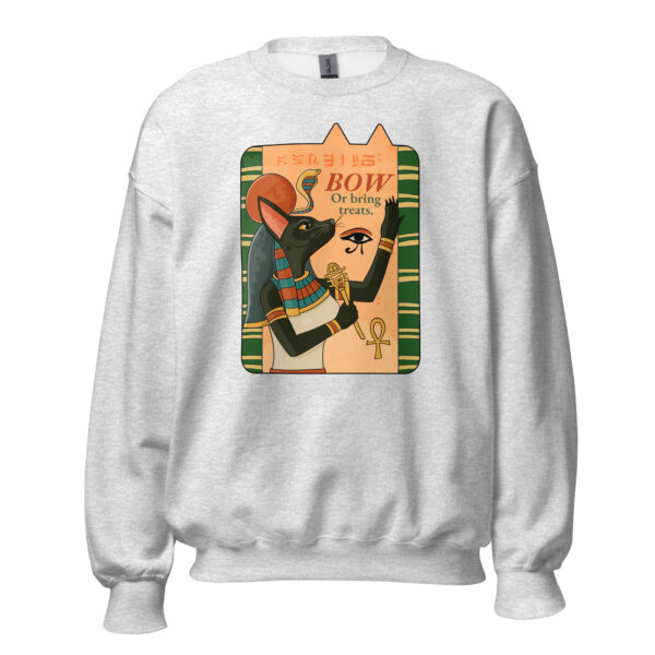 Deity Cat Unisex Sweatshirt – Bow or Bring Treats - Image 5