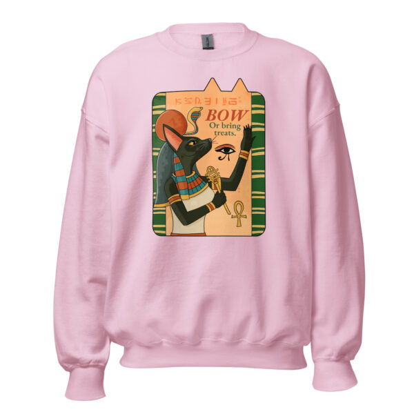 Deity Cat Unisex Sweatshirt – Bow or Bring Treats - Image 4
