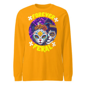 Forever Feral Cat Long Sleeve Tee – Día de los Muertos Shirt