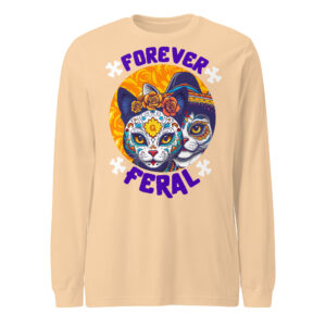 Forever Feral Cat Long Sleeve Tee – Día de los Muertos Shirt