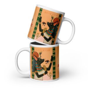 Deity Cat White Glossy Mug – Refilled Like Royalty