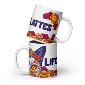 Life After Lattes Cat Mug – Día de los Muertos Coffee Mug