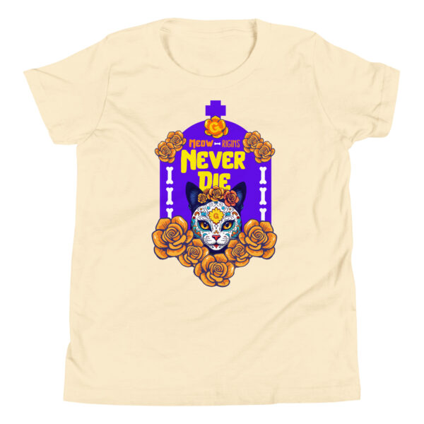 Meowrigins Never Die Youth T-Shirt – Día de los Muertos Cat Tee - Image 6