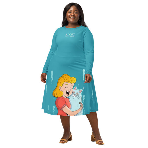 Adopt, Don’t Ghost All-Over Print Long Sleeve Midi Dress | GiluCats - Image 8