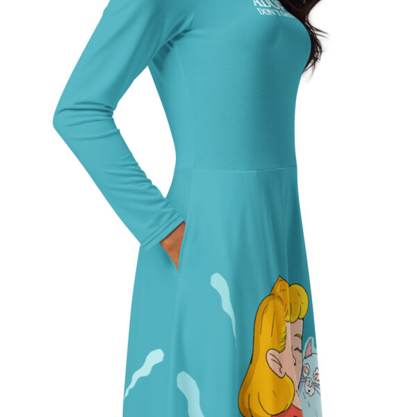 Adopt, Don’t Ghost All-Over Print Long Sleeve Midi Dress | GiluCats - Image 5