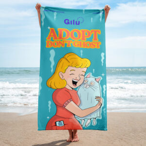 Adopt, Don’t Ghost Beach Towel | GiluCats