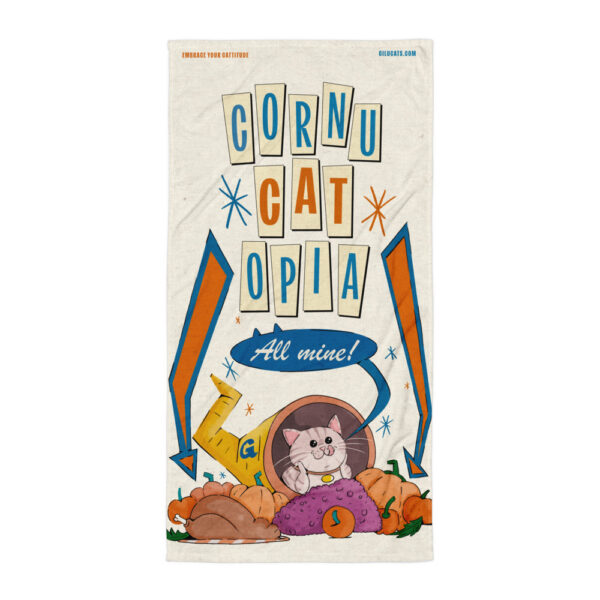 CornuCATopia “All Mine!” Cat Beach Towel – Premium Funny Cat Art - Image 3