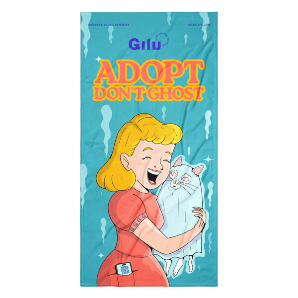 Adopt, Don’t Ghost Beach Towel | GiluCats - Image 3