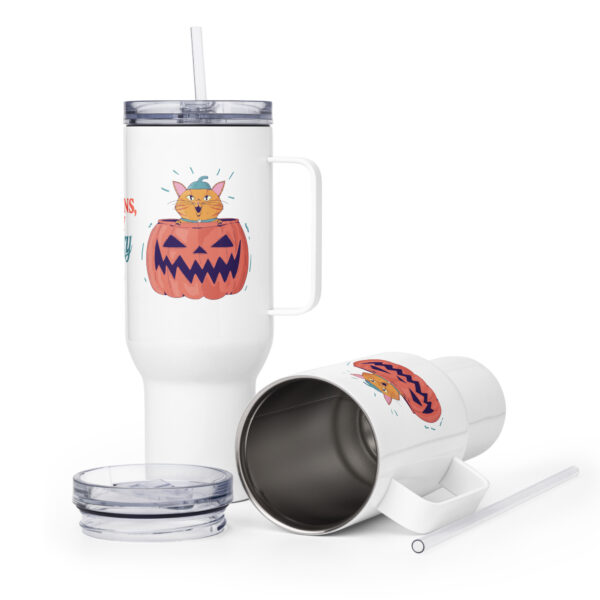 Sip Happens, Stay Spooky Travel Mug with Handle | GiluCats
