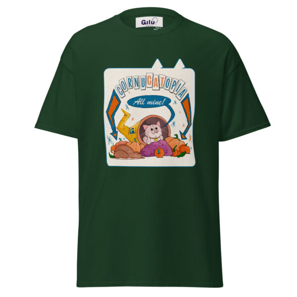 Cornucatopia “All Mine!” Cat Thanksgiving Tee – Funny Unisex T-Shirt