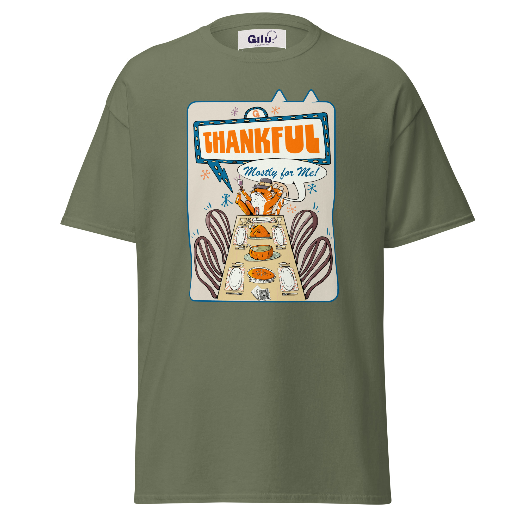 Thankful (Mostly for Me!) Cat Thanksgiving Tee – Funny Unisex T-Shirt - Image 3