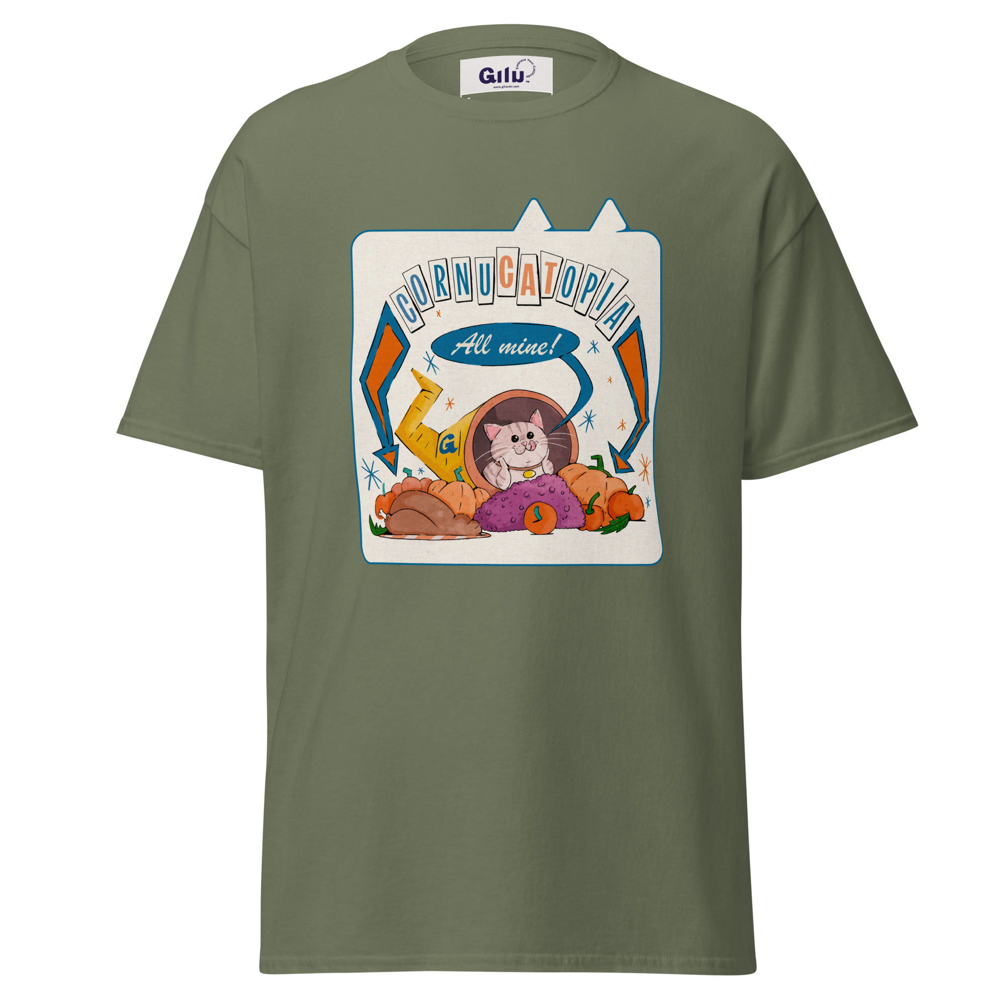 Cornucatopia “All Mine!” Cat Thanksgiving Tee – Funny Unisex T-Shirt - Image 5