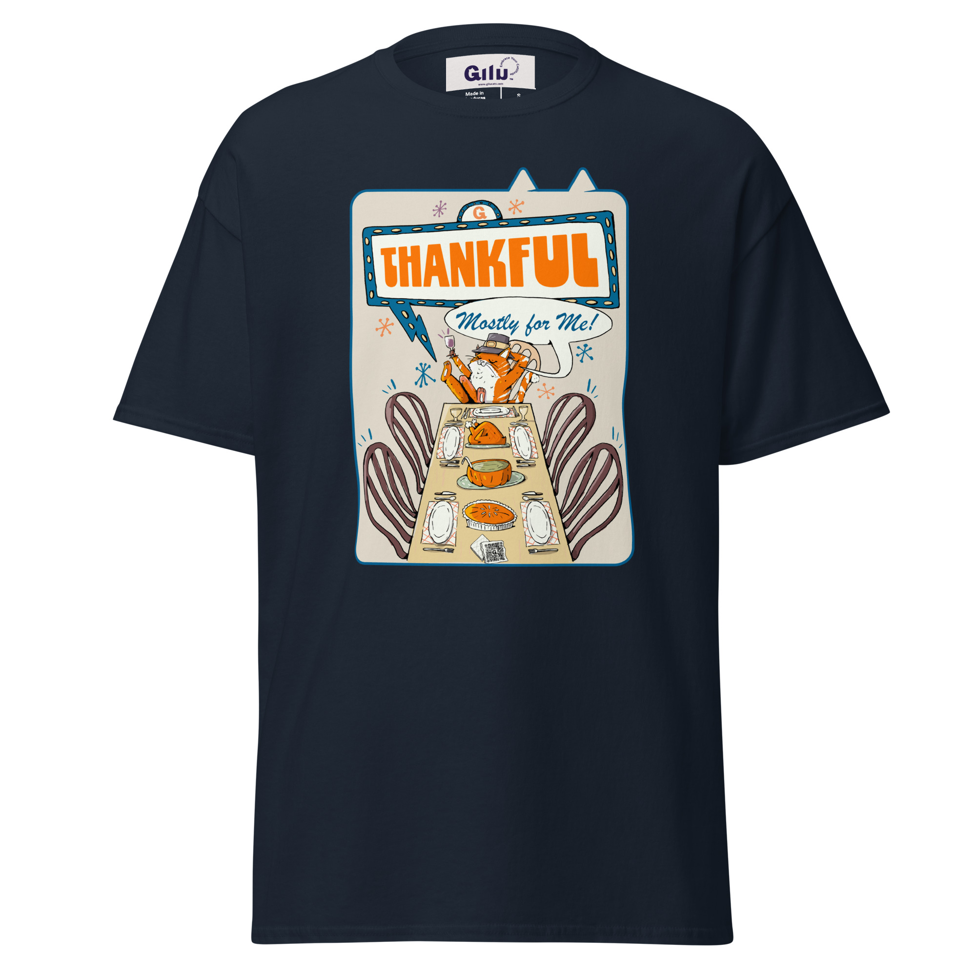 Thankful (Mostly for Me!) Cat Thanksgiving Tee – Funny Unisex T-Shirt - Image 2