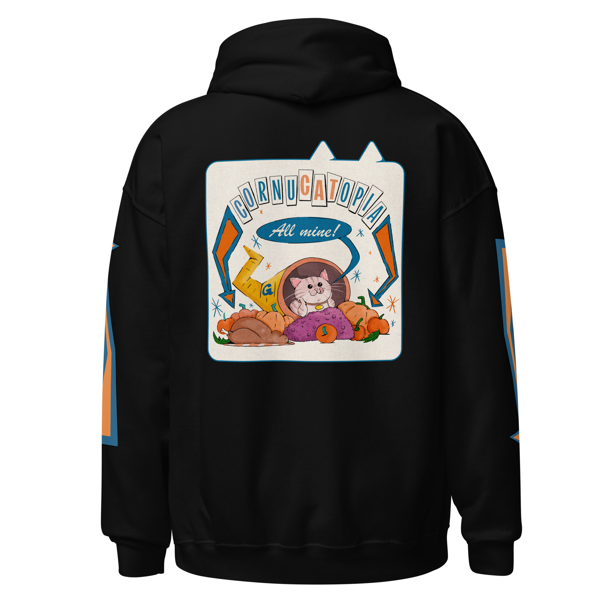 Cornucatopia “All Mine!” Cat Thanksgiving Hoodie – Funny Unisex Pullover - Image 10