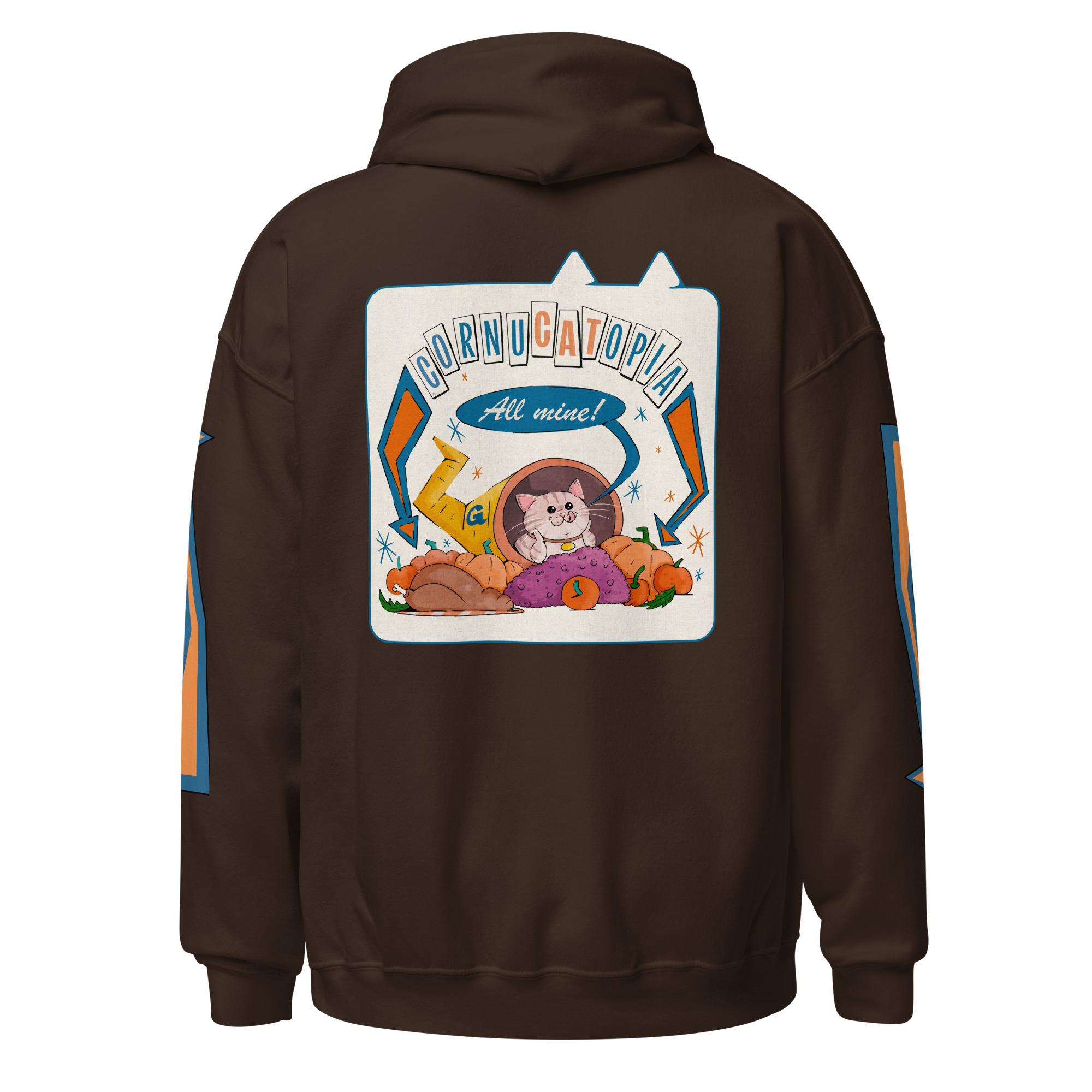 Cornucatopia “All Mine!” Cat Thanksgiving Hoodie – Funny Unisex Pullover - Image 12