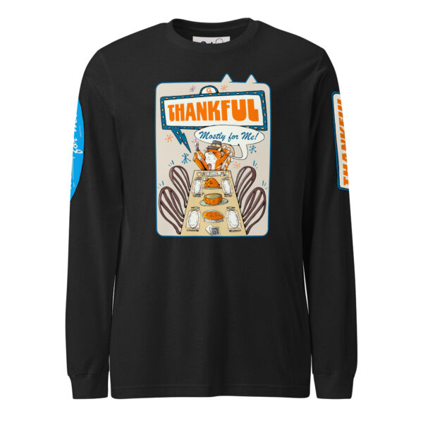 Thankful (Mostly for Me!) Cat Long Sleeve Tee – Fall Cat Lover Shirt - Image 2