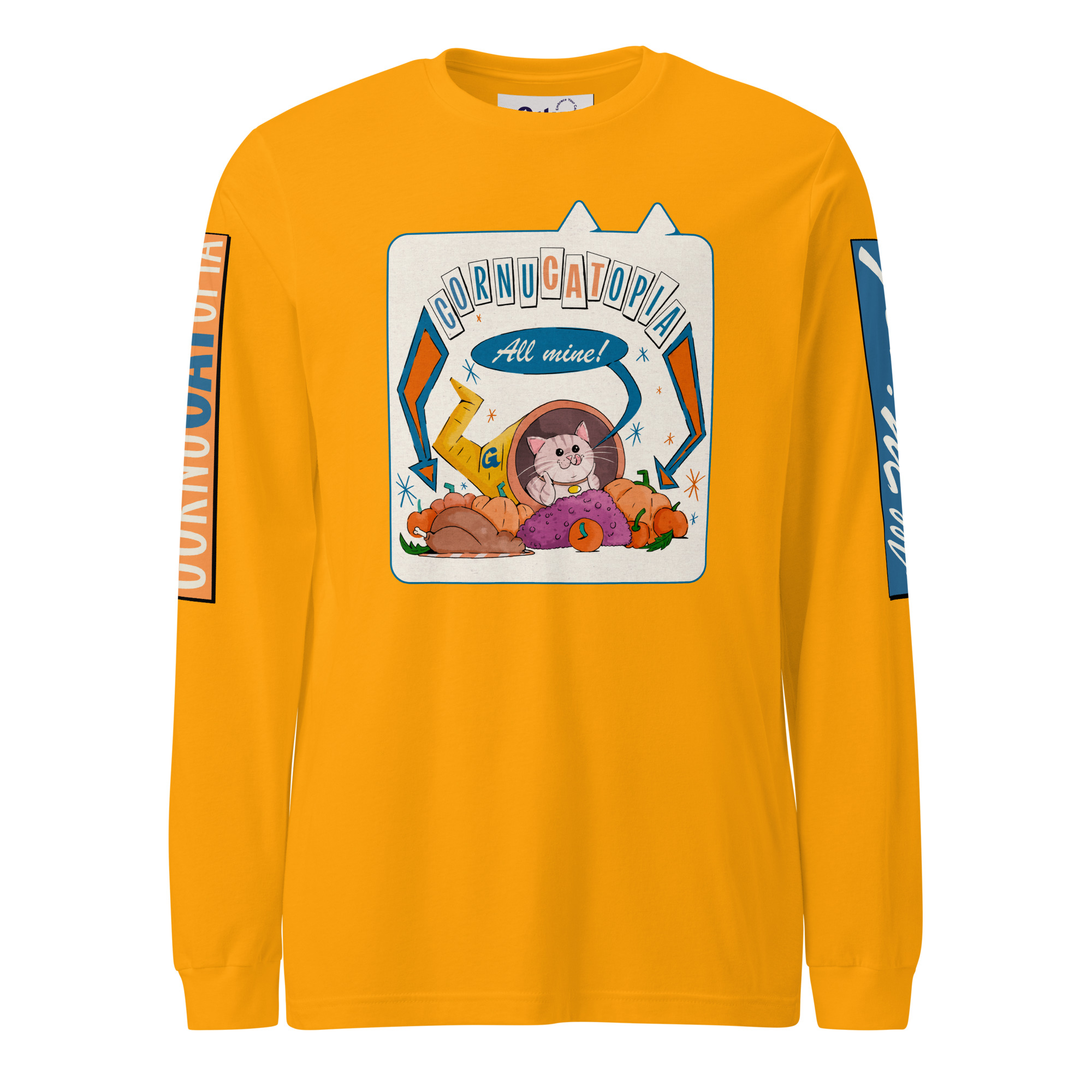 CornuCATopia “All Mine!” Cat Long Sleeve Tee – Funny Thanksgiving Shirt - Image 7
