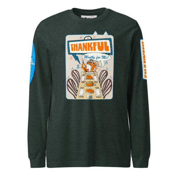 Thankful (Mostly for Me!) Cat Long Sleeve Tee – Fall Cat Lover Shirt - Image 4