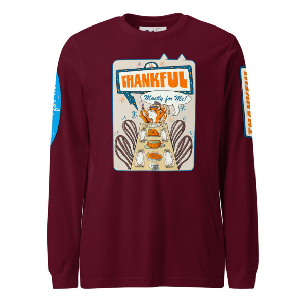 Thankful (Mostly for Me!) Cat Long Sleeve Tee – Fall Cat Lover Shirt - Image 3