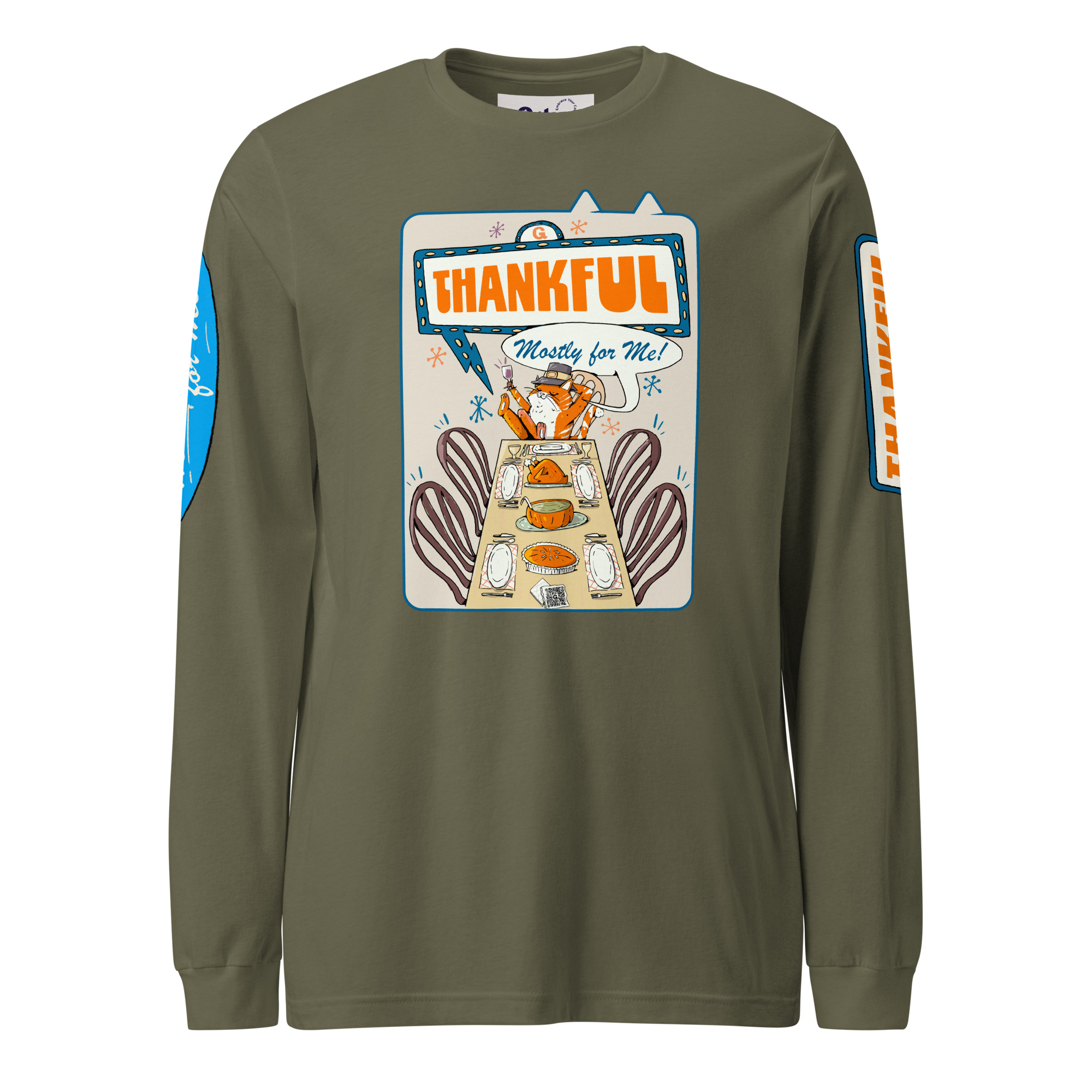 Thankful (Mostly for Me!) Cat Long Sleeve Tee – Fall Cat Lover Shirt - Image 7