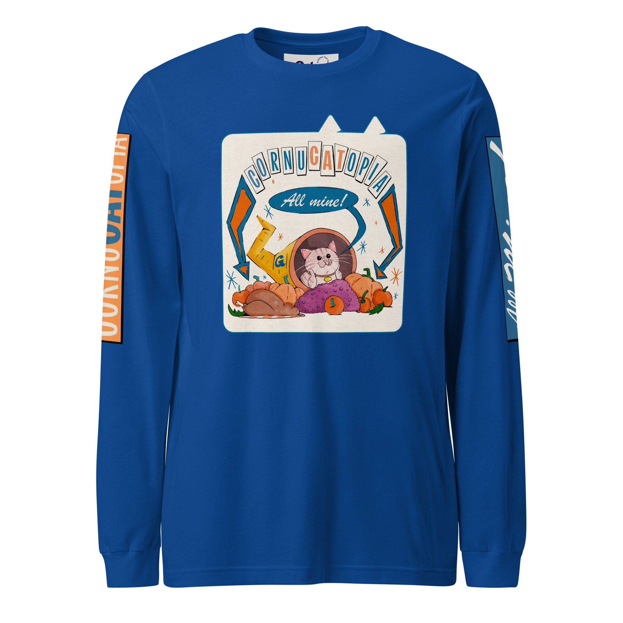 CornuCATopia “All Mine!” Cat Long Sleeve Tee – Funny Thanksgiving Shirt - Image 5
