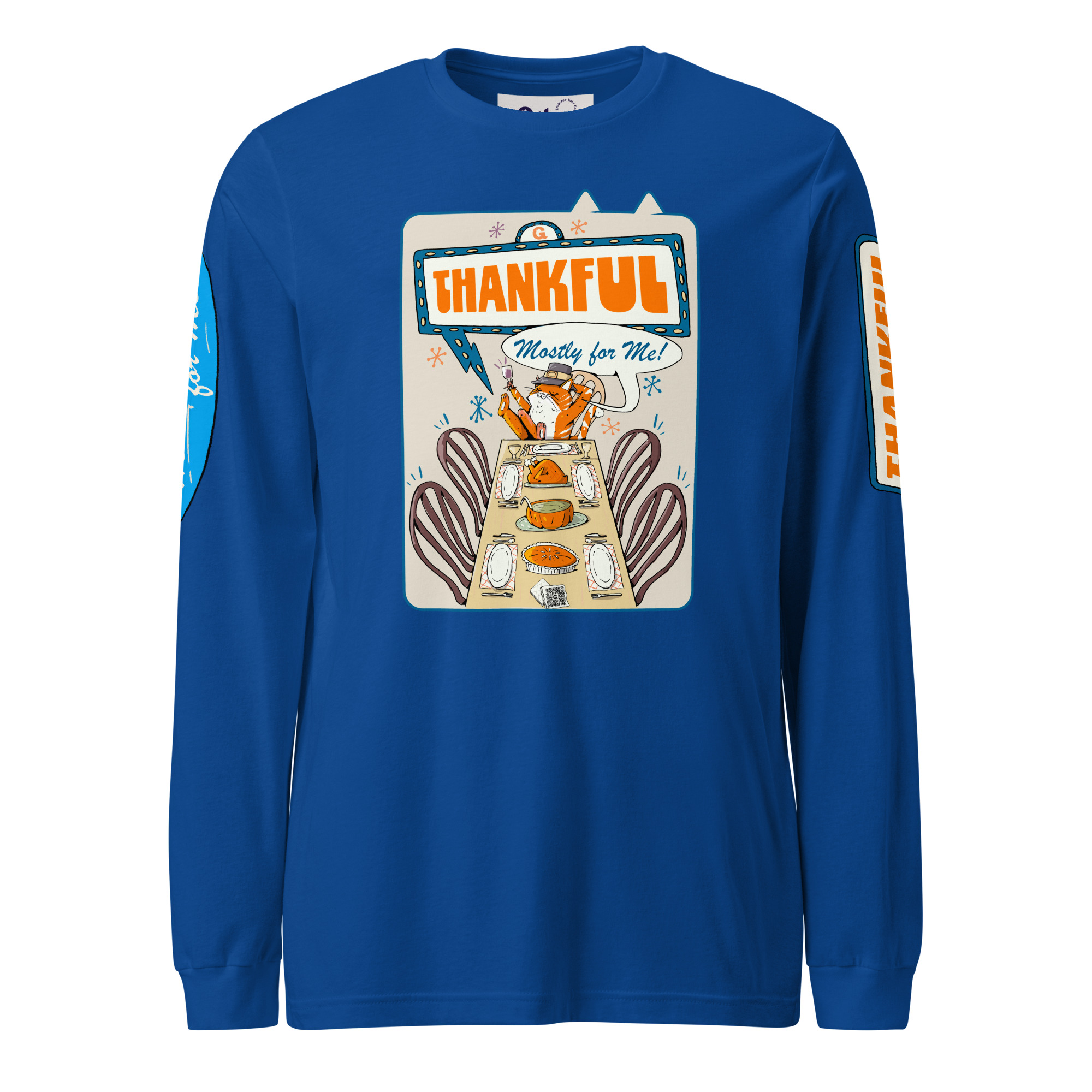 Thankful (Mostly for Me!) Cat Long Sleeve Tee – Fall Cat Lover Shirt - Image 5