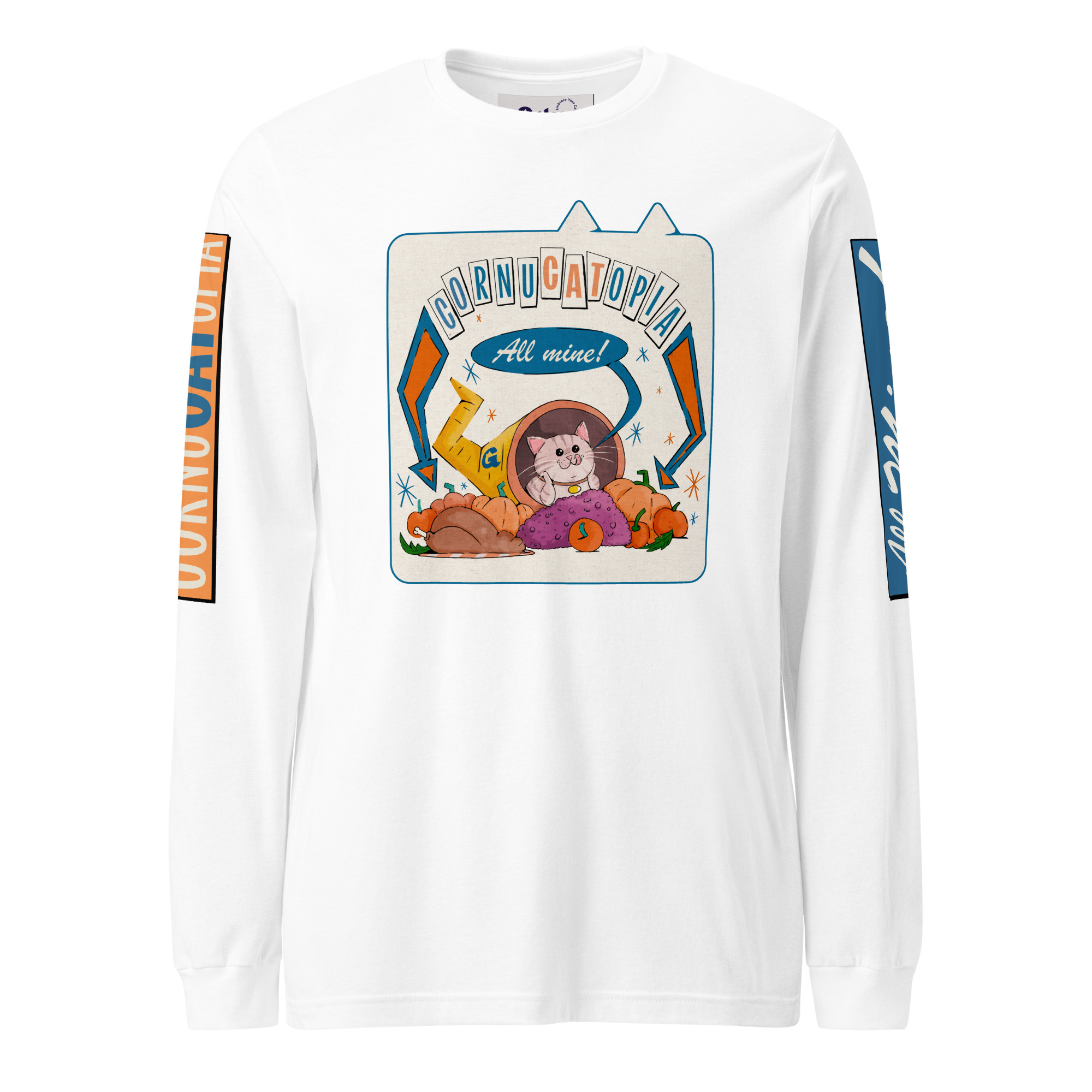 CornuCATopia “All Mine!” Cat Long Sleeve Tee – Funny Thanksgiving Shirt - Image 8