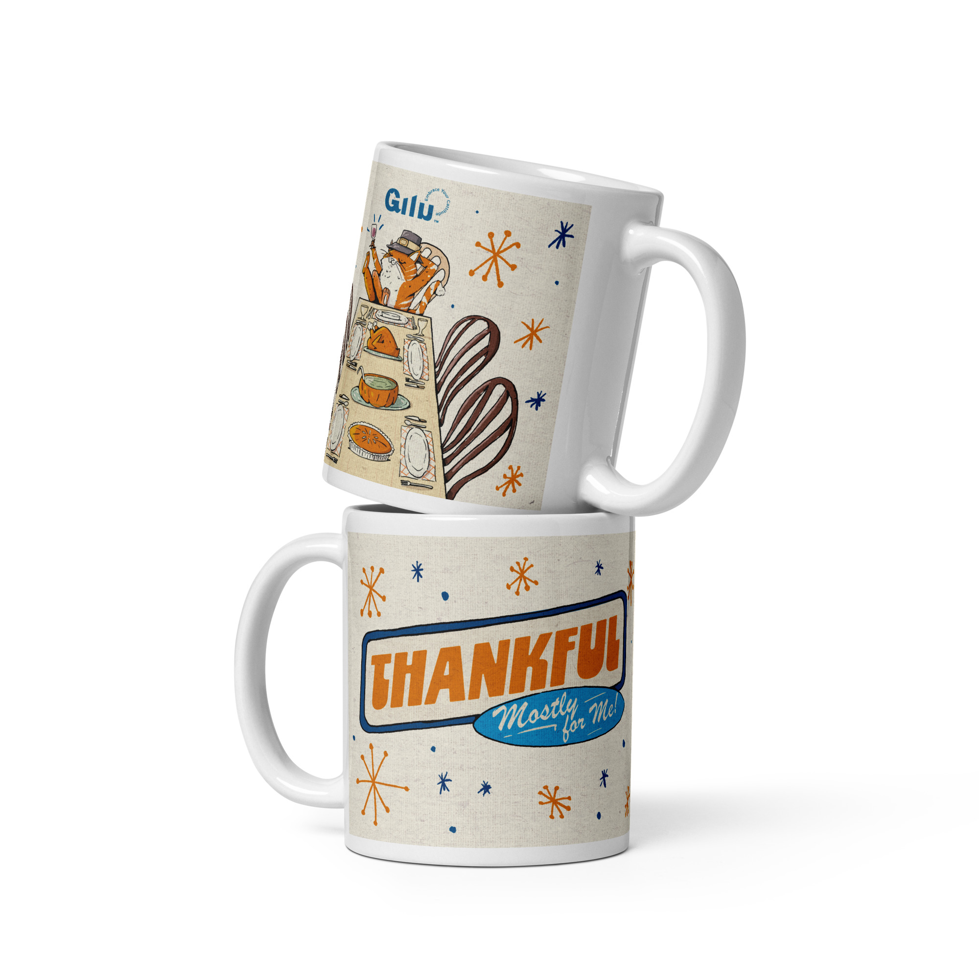 Thankful (Mostly for Me!) Cat Mug – Funny Thanksgiving Coffee Cup