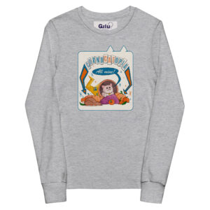 CornuCATopia “All Mine!” Youth Long Sleeve Tee – Funny Cat Thanksgiving Shirt