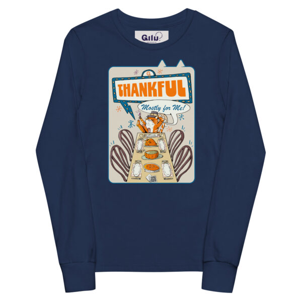 Thankful (Mostly for Me!) Youth Long Sleeve Tee – Cute Cat Fall Shirt
