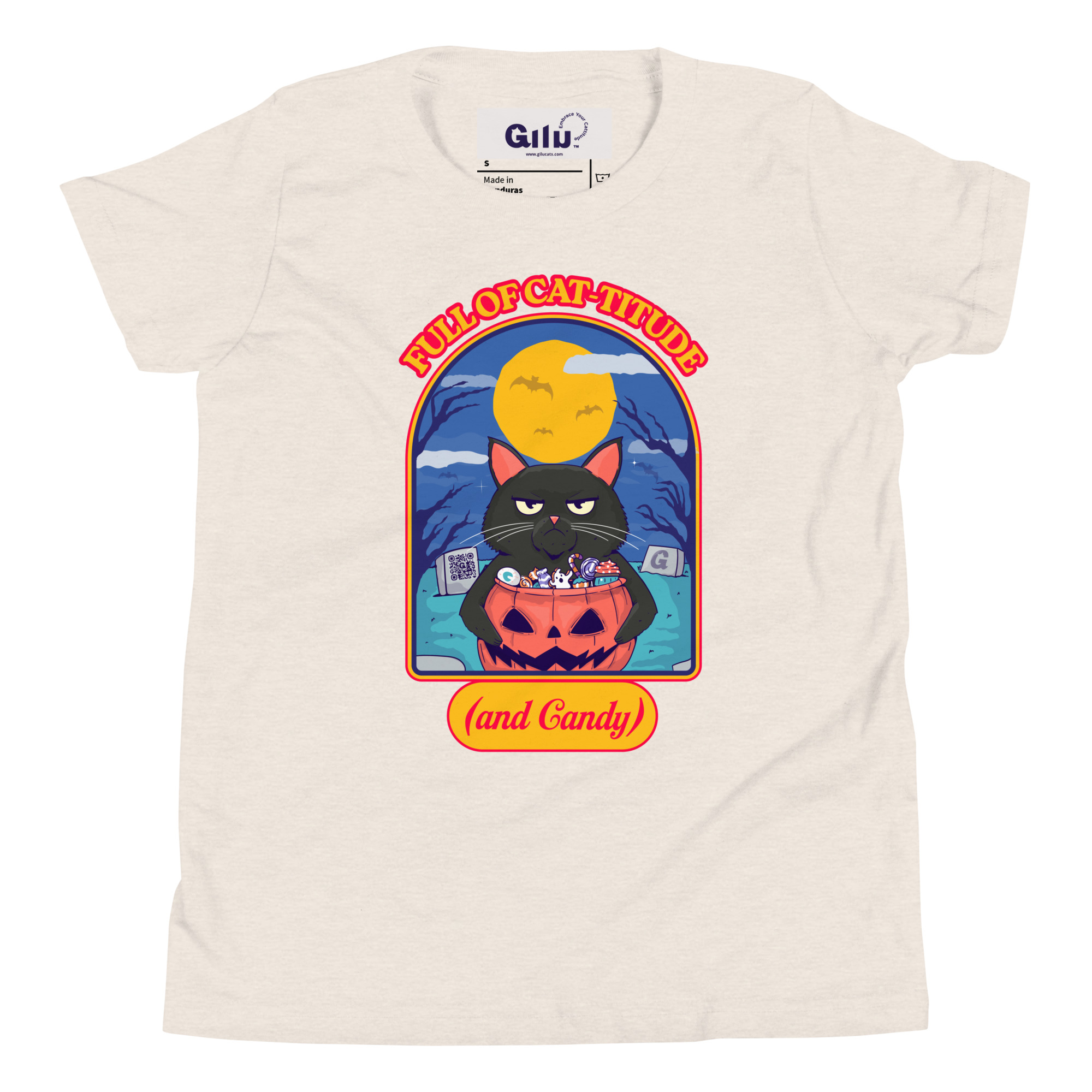 Full of Cat-titude (and Candy) Youth Tee | Gilu - Image 4